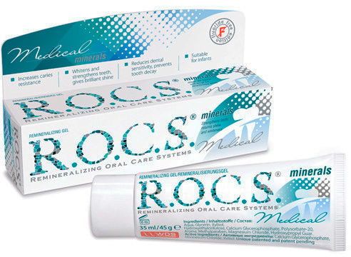 O uso do gel remineralizante ROCS Medical Minerals permite realizar independentemente a profilaxia eficaz da cárie em casa.