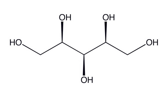 Fórmula química do xilitol (substituto do açúcar nas gomas de mascar)