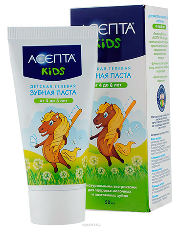 Asepta Kids - creme dental para crianças de 4 a 8 anos.