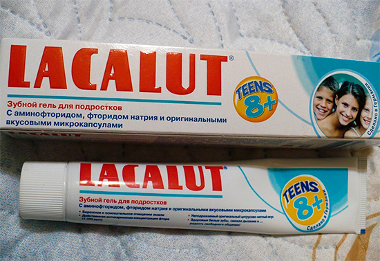 É mais correto chamar o gel de pasta de dente Lacalute Tins (este produto é destinado a crianças acima de 8 anos).