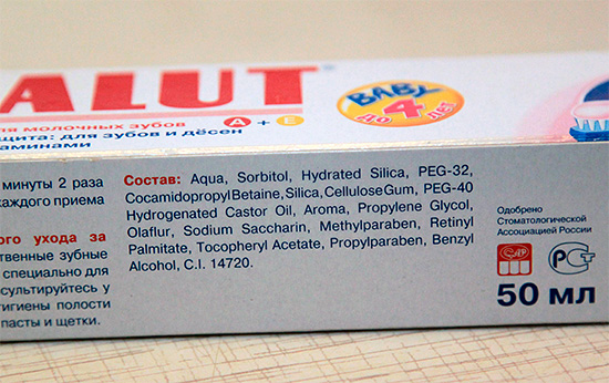 A composição do creme dental Lacalut Baby ...