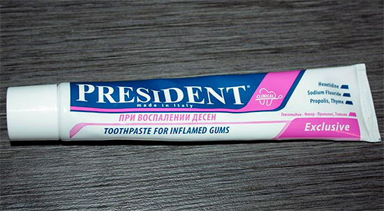 Para combater várias inflamações na cavidade oral, a pasta President Exclusive é adequada.