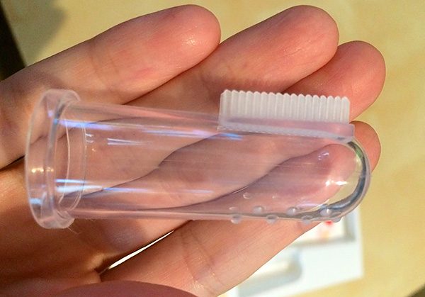 Ponta do dedo de silicone para bebês.